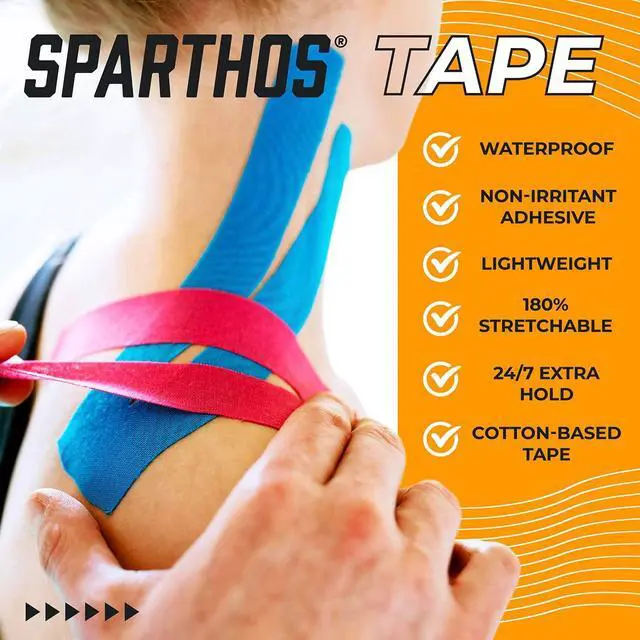 Alt view image 7 of 7 - Sparthos Kinesiology Tape Roll - Uncut KT Sports Kinesio K Tape | Waterproof, latex-free cotton, cuts to any size strips, muscle & joint support, sports recovery, physical therapy