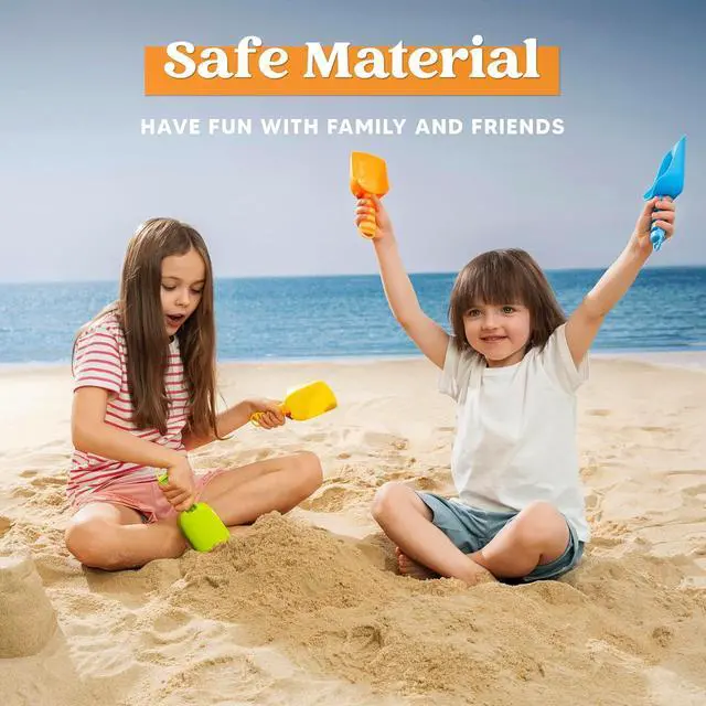 Alt view image 4 of 7 - Sloosh Beach Sand Shovels for Kids - 4 Packs Shovels Colorful Scoops Travel Sand Toys for Toddlers Kids Outdoor Digging Play, Heavy Duty Plastic Garden Planting Shovels Spades Sets Sandbox Toys