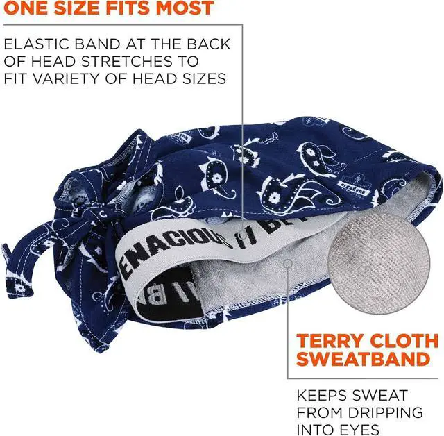 Alt view image 3 of 6 - Ergodyne Chill Its 6615 High-Performance Bandana Do Rag - Terry Cloth Sweatband