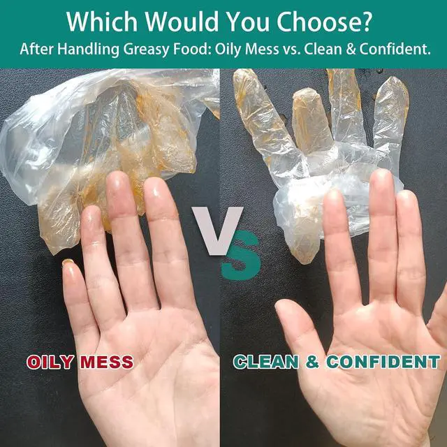 Alt view image 5 of 7 - 200 Pcs Extra Thick Disposable Plastic Gloves, XL - Food Safe & Latex Free | Cooking & Food Prep, Clear, Food Safe, Latex/Powder Free, Resealable Bag
