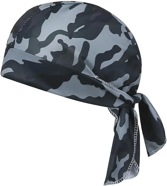 Alt view image 4 of 4 - 3 Pcs Camouflage Dew Rags Doo Rags Skull Caps Sweat Wicking Head Wraps Helmet Liners Bandana Beanies for Cycling Motorcycle