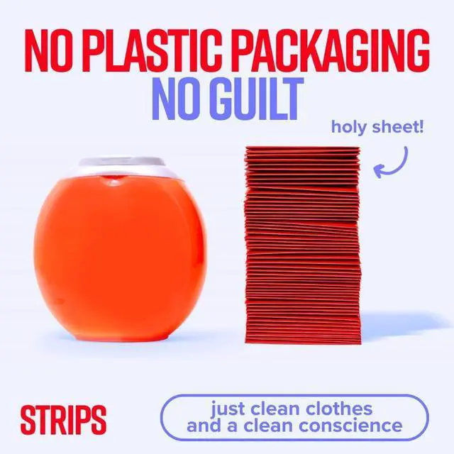 Alt view image 2 of 7 - STRIPS Laundry Detergent Sheets Unscented (30ct, 60 loads) Fragrance Free Eco Liquidless Soap, Travel-Friendly, Dissolves in Hot & Cold, Hypoallergenic, Tackles Tough Stains & Odors