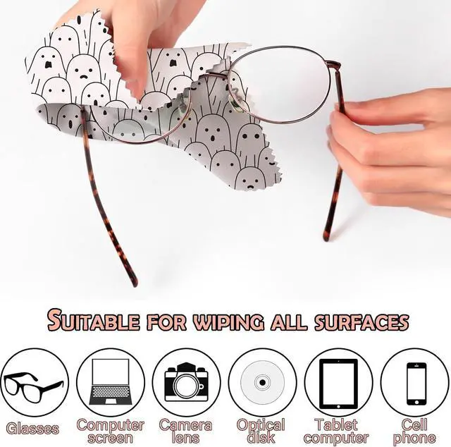 Alt view image 3 of 7 - 6 PCS Glasses Cleaning Cloth Eyeglass Cleaning Cloth Lens Eyeglasses Microfiber Cute Aesthetic Cloth for Unisex Women Girls Reusable Phone Screens Camera Multi-Patterns(6.3"x6.3")-Skull