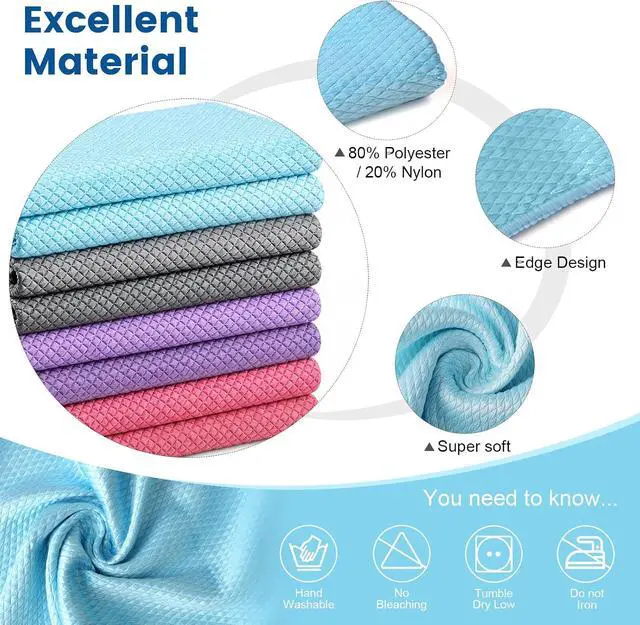 Alt view image 2 of 7 - Niveaya Microfiber Glass Cleaning Cloth, Reusable Fish Scale Cloth 8 Pack | Streak Free Lint Free Cleaning Towels, Quick Drying Polishing Cloth for Window, Kitchen, Shower, Stainless Steel, Auto