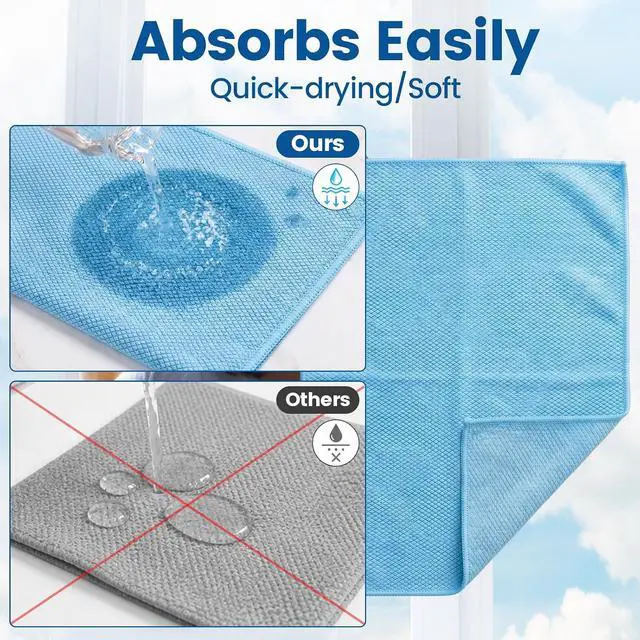 Alt view image 6 of 7 - Niveaya Microfiber Glass Cleaning Cloth, Reusable Fish Scale Cloth 8 Pack | Streak Free Lint Free Cleaning Towels, Quick Drying Polishing Cloth for Window, Kitchen, Shower, Stainless Steel, Auto