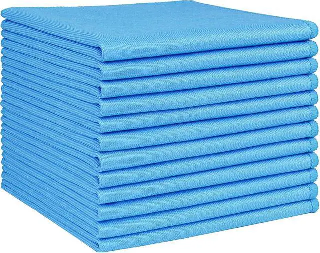 Main image of HOMEXCEL Microfiber Glass Cleaning Cloth 12 PK, Lint Free Streak Free, Reusable Cleaning Cloth for Cleaning Windows, Glasses, Mirrors, Screens, Stainless Steel, and More Blue-12×12