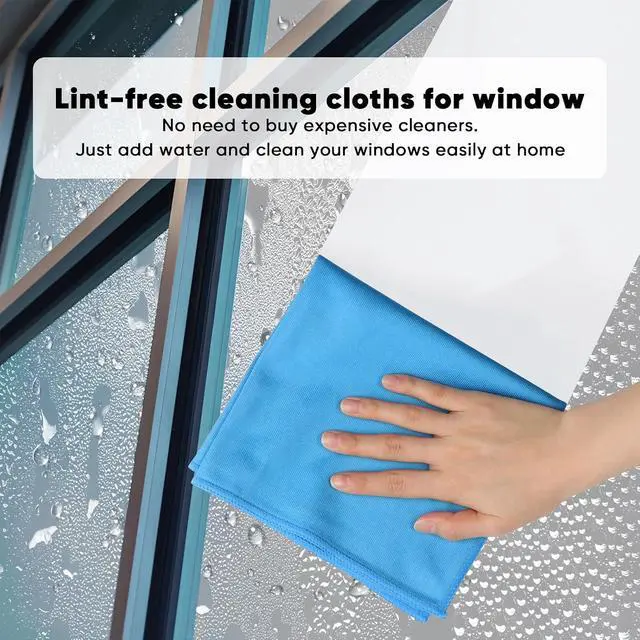 Alt view image 2 of 7 - HOMEXCEL Microfiber Glass Cleaning Cloth 12 PK, Lint Free Streak Free, Reusable Cleaning Cloth for Cleaning Windows, Glasses, Mirrors, Screens, Stainless Steel, and More Blue-12×12