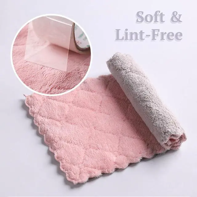 Alt view image 4 of 7 - Microfiber Cleaning Cloths - Super Absorbent, Streak-Free & Lint-Free Towels for Glass, Kitchen & Home (Gray, Purple, Pink, Green) (10pcs)