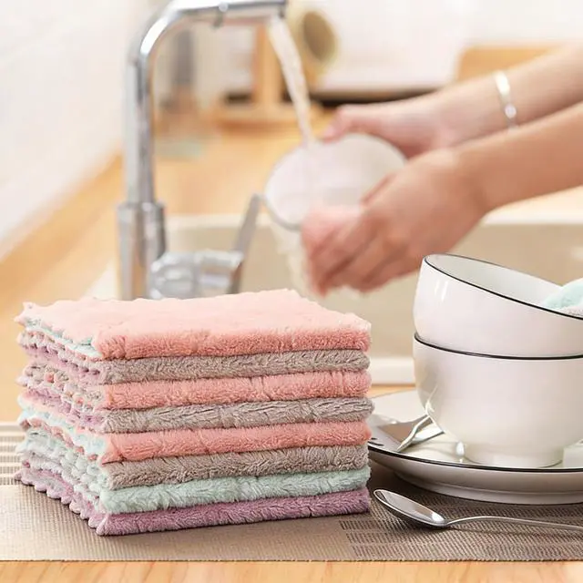 Alt view image 5 of 7 - Microfiber Cleaning Cloths - Super Absorbent, Streak-Free & Lint-Free Towels for Glass, Kitchen & Home (Gray, Purple, Pink, Green) (10pcs)