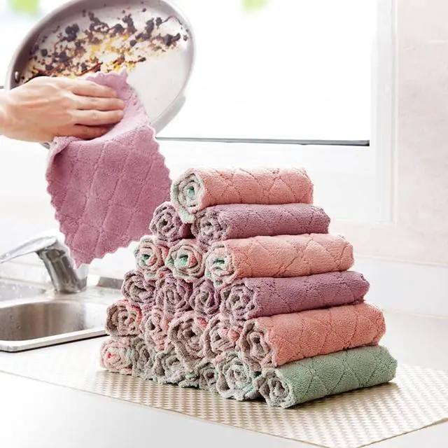 Alt view image 6 of 7 - Microfiber Cleaning Cloths - Super Absorbent, Streak-Free & Lint-Free Towels for Glass, Kitchen & Home (Gray, Purple, Pink, Green) (10pcs)