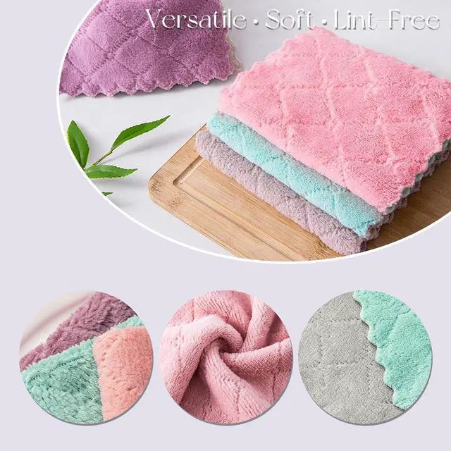Alt view image 7 of 7 - Microfiber Cleaning Cloths - Super Absorbent, Streak-Free & Lint-Free Towels for Glass, Kitchen & Home (Gray, Purple, Pink, Green) (10pcs)