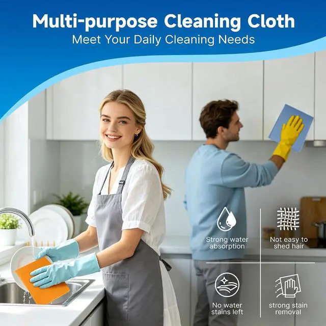 Alt view image 2 of 7 - 12 Pcs Large German Universal Household Towels Dishcloths, Soft Absorbent Cleaning Cloths Reuseable Wipes Rag for Windows Glass Mirror Car,Home Kitchen Pets Polish(Mix-Color)