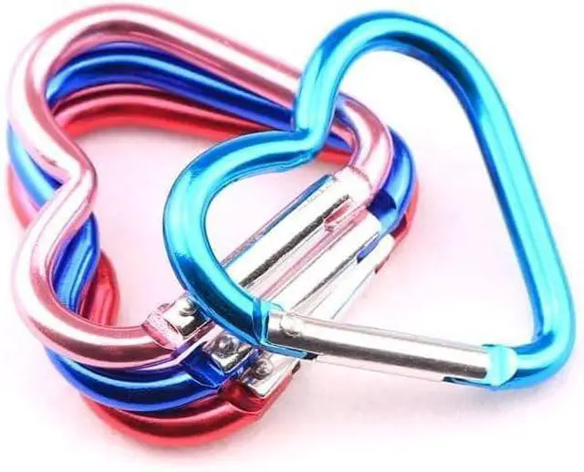 Alt view image 3 of 7 - Carabiner Clip, Heart Shaped Climbing Buckle, Aluminum Alloy Heavy Duty Keyring Hook for Camping Fishing Hiking Traveling Aluminum Key Chain Clip Accessories