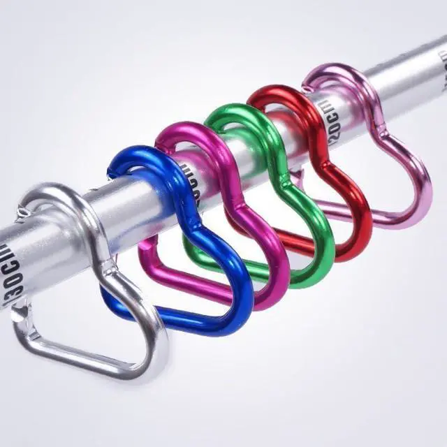 Alt view image 2 of 7 - Carabiner Clip, Heart Shaped Climbing Buckle, Aluminum Alloy Heavy Duty Keyring Hook for Camping Fishing Hiking Traveling Aluminum Key Chain Clip Accessories