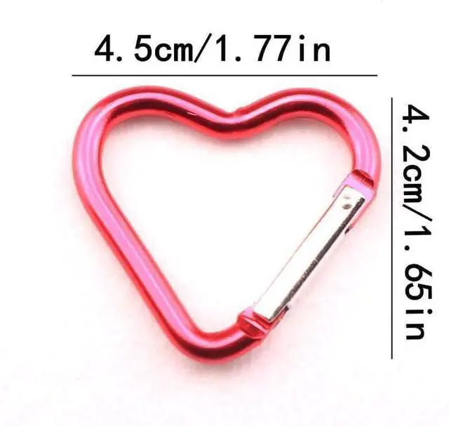 Alt view image 5 of 7 - Carabiner Clip, Heart Shaped Climbing Buckle, Aluminum Alloy Heavy Duty Keyring Hook for Camping Fishing Hiking Traveling Aluminum Key Chain Clip Accessories