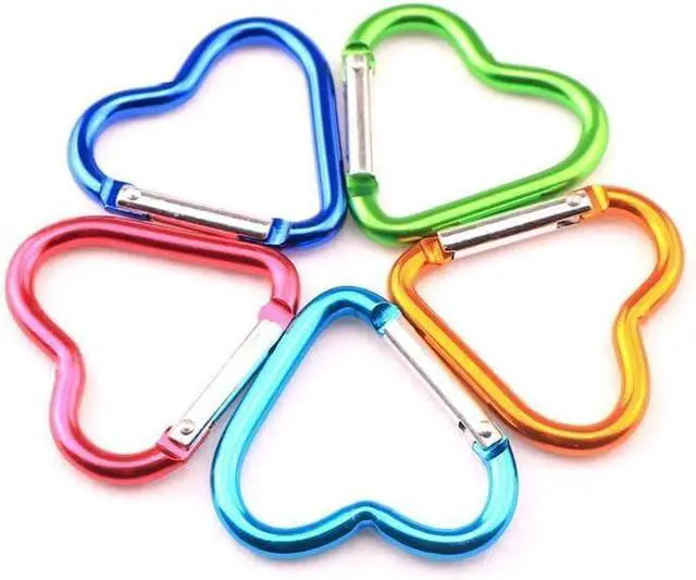Alt view image 4 of 7 - Carabiner Clip, Heart Shaped Climbing Buckle, Aluminum Alloy Heavy Duty Keyring Hook for Camping Fishing Hiking Traveling Aluminum Key Chain Clip Accessories