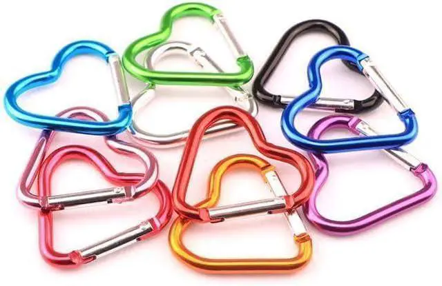Alt view image 7 of 7 - Carabiner Clip, Heart Shaped Climbing Buckle, Aluminum Alloy Heavy Duty Keyring Hook for Camping Fishing Hiking Traveling Aluminum Key Chain Clip Accessories