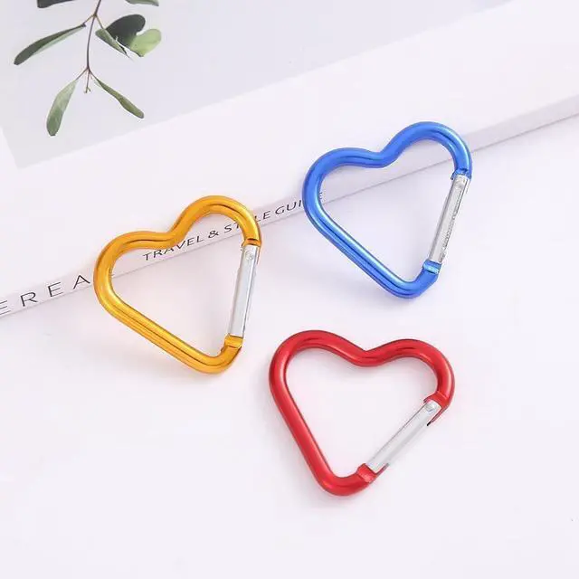 Alt view image 6 of 7 - Carabiner Clip, Heart Shaped Climbing Buckle, Aluminum Alloy Heavy Duty Keyring Hook for Camping Fishing Hiking Traveling Aluminum Key Chain Clip Accessories