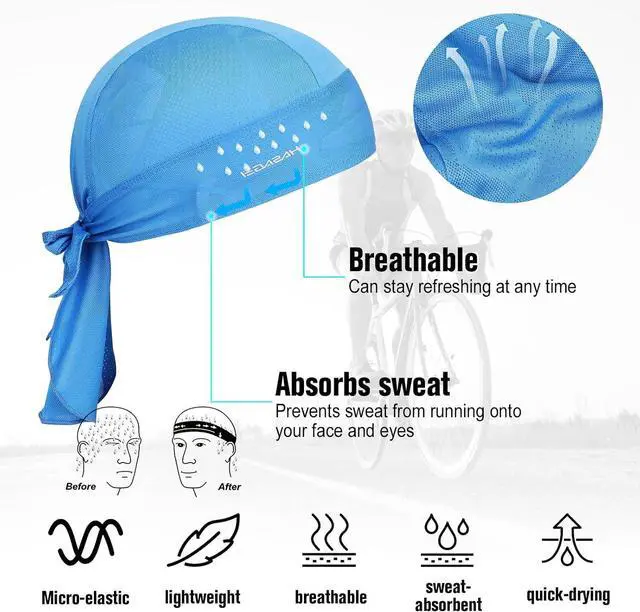 Alt view image 2 of 7 - HASAGEI Cooling Do Rags Skull Caps for Men Breathable Sports Bandana Cap Durag Sweat-Wicking Helmet Liner UV Protection