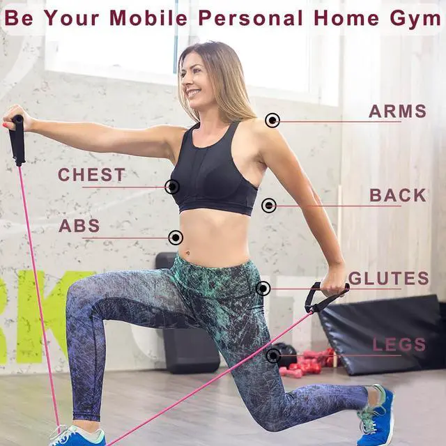 Alt view image 3 of 6 - Resistance Bands with Handles, Exercise Bands with Handles, Door Anchor | Physical Therapy & Rehab, Home Workout Pilates Yoga, Non-Slip Handles, Portable Travel, TPE