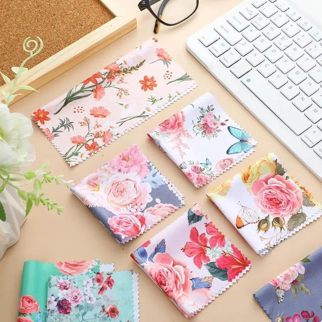 Alt view image 7 of 7 - Sinmoe 20 Pcs Microfiber Cleaning Cloth Elegant Flower Design Microfiber Cloth Soft Multicolor Glasses Cleaner for Eyeglasses Camera Lens Cell Phone Screens Glasses, 6 x 6 Inches