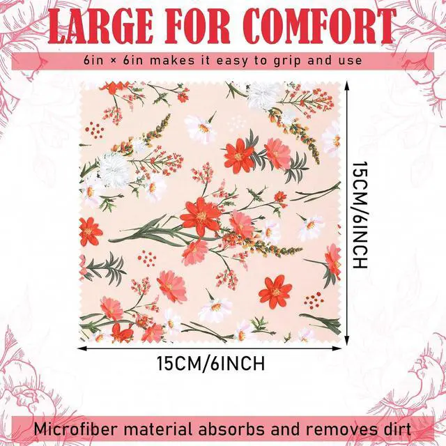 Alt view image 6 of 7 - Sinmoe 20 Pcs Microfiber Cleaning Cloth Elegant Flower Design Microfiber Cloth Soft Multicolor Glasses Cleaner for Eyeglasses Camera Lens Cell Phone Screens Glasses, 6 x 6 Inches