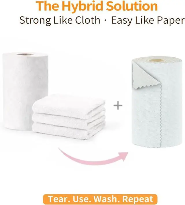 Alt view image 3 of 7 - Viraelive Microfiber Cleaning Cloth Roll, 50 Pack, Green Wave, 12"x12" | Tear-Away Towel Roll, Reusable Paper Towel Alternative, Microfiber Rags for Kitchen, Pet, Dust, Car & Office Cleaning