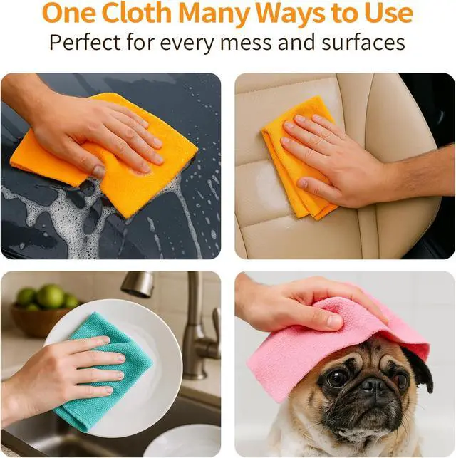 Alt view image 6 of 7 - Viraelive Microfiber Cleaning Cloth Roll, 50 Pack, Green Wave, 12"x12" | Tear-Away Towel Roll, Reusable Paper Towel Alternative, Microfiber Rags for Kitchen, Pet, Dust, Car & Office Cleaning