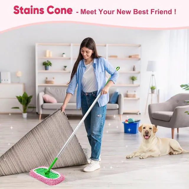 Alt view image 7 of 7 - 6 Pack Reusable Mop Pads Compatible with Swiffer Sweeper, Chenille Mop Refill Pads, Dry & Wet Mopping Cloths for Floor Cleaning -Pink