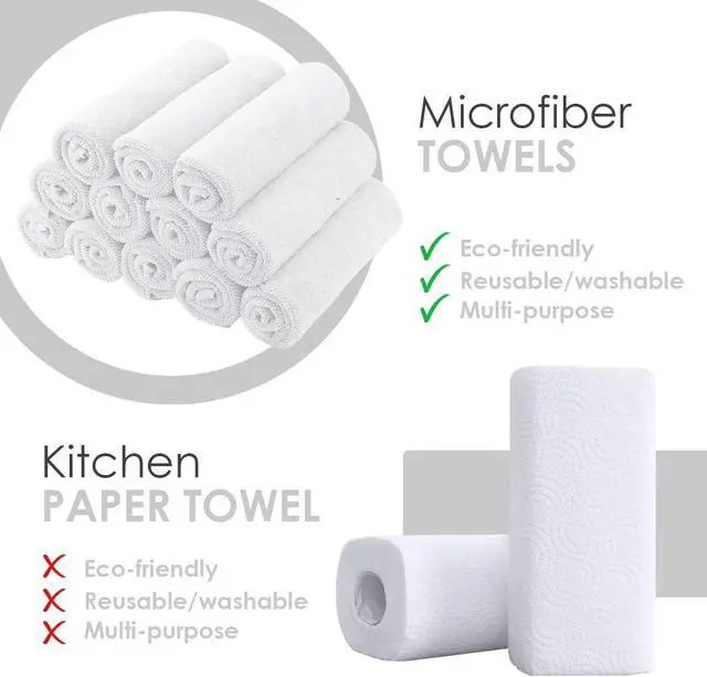 Alt view image 2 of 7 - Avalon Towels Microfiber Cleaning Cloths (Value Pack of 12) - Size 12 x 12 Inches, Highly Absorbent Cleaning Rags, Lint Free, Reusable and Washable, Microfiber Towels for Cars