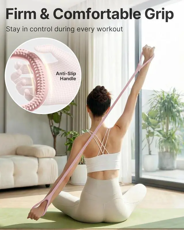 Alt view image 3 of 6 - YOTTOY Figure 8 Resistance Band, Elastic Resistance Band with Comfortable Handles for Home Workout, Physical Therapy, Arm, Leg & Glute Training