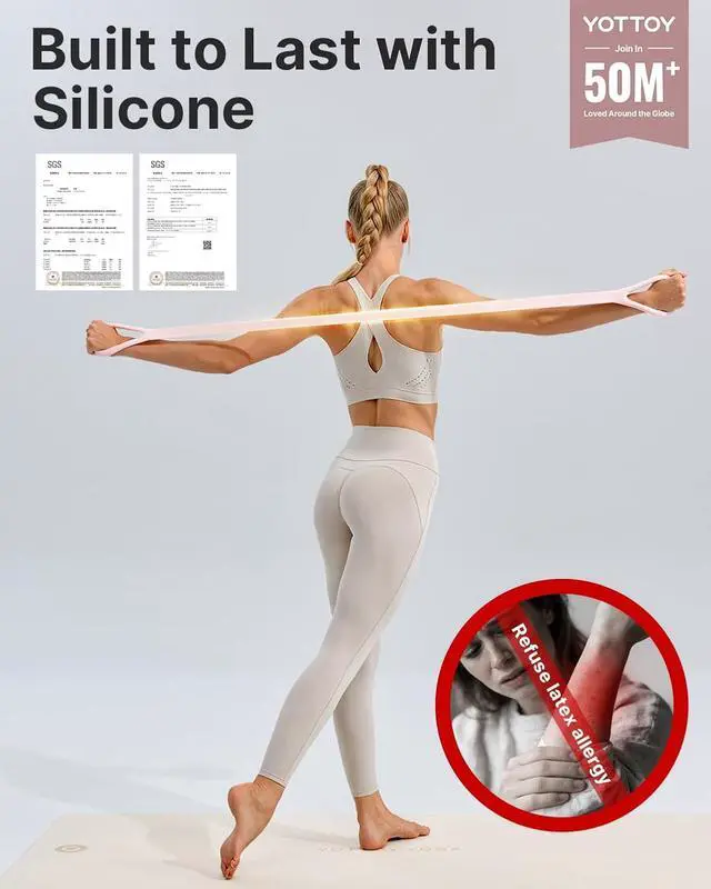 Alt view image 2 of 6 - YOTTOY Figure 8 Resistance Band, Elastic Resistance Band with Comfortable Handles for Home Workout, Physical Therapy, Arm, Leg & Glute Training
