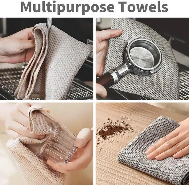 Alt view image 5 of 7 - Barista Microfiber Towels 6-Pack, Coffee Cloths 12"x12" | Espresso Accessories Cleaning Towel for Steam Wands & Countertops, Essential Coffee Bar Accessories