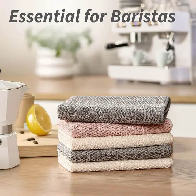 Alt view image 7 of 7 - Barista Microfiber Towels 6-Pack, Coffee Cloths 12"x12" | Espresso Accessories Cleaning Towel for Steam Wands & Countertops, Essential Coffee Bar Accessories