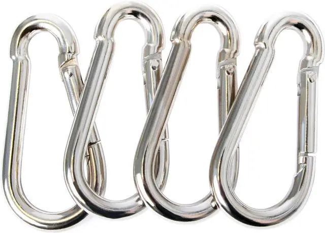 Main image of POWER GUIDANCE Stainless Steel Snap Hook, Carabiner Fit for LAT Pulldown Attachments, Chrome-Plated Coating, Cable Machine Accessories for Home Gym, Weight or Climbing attachments, Set of 4