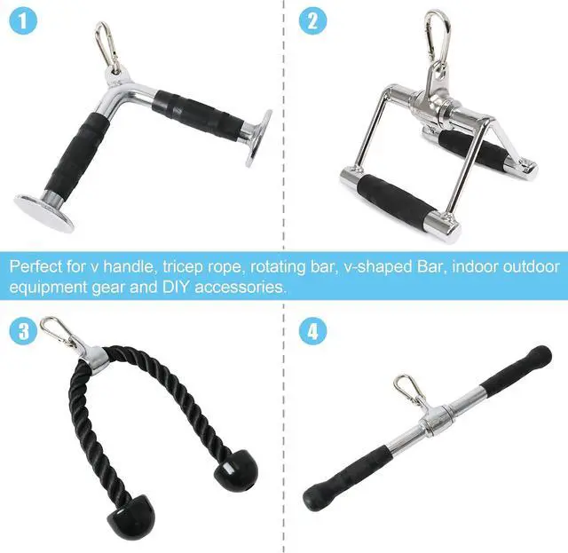 Alt view image 6 of 7 - POWER GUIDANCE Stainless Steel Snap Hook, Carabiner Fit for LAT Pulldown Attachments, Chrome-Plated Coating, Cable Machine Accessories for Home Gym, Weight or Climbing attachments, Set of 4