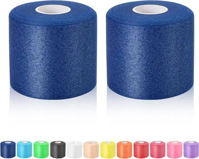 Main image of Pre Wrap Athletic Tape 2 Pack, 2.76 Inch x 30 Yards Foam Underwrap, Dark Blue | Athletic Tape Sports Pre Wrap Cushion Support for Ankle, Wrist, Knee, Elbow, Hair, Soccer