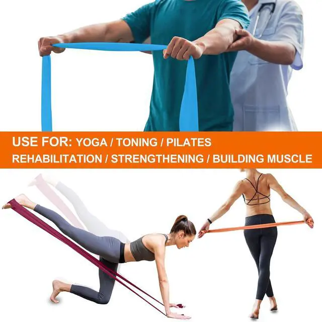 Alt view image 6 of 7 - A AZURELIFE Professional Individual Exercise Resistance Bands, Single 5, 6,7 Ft or 8 Yards Elastic Bands, Non-Latex Stretch Bands for PT, Yoga, Pilates, Rehab, at-Home or The Gym Workouts