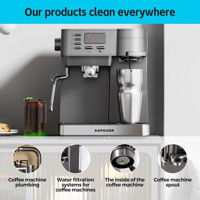 Alt view image 6 of 7 - Y-Kelin Coffee Maker Cleaner And Descaler Tablets - 12Count Descaling & Cleaning Solution for Coffee Makers, Pot, Espresso Machines Removes Stains & Oils