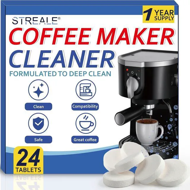 Main image of Coffee Machine Cleaner & Descaler Tablets - 24 Pack, Compatible with Nespresso, Keurig, Ninja, DeLonghi, Miele, Breville, Philips & All Major Brands, for Coffee Maker Pot, Espresso & Drip Machines