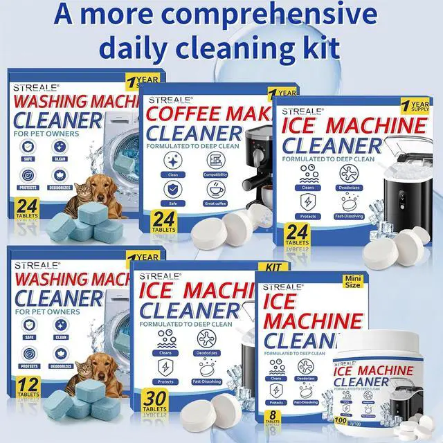 Alt view image 3 of 7 - Ice Maker Cleaner and Descaler - Ice maker cleaning tablets mini size, compatible with all major brands, safe and nickel-free descaler, suitable for countertop, portable, and commercial ice makers.