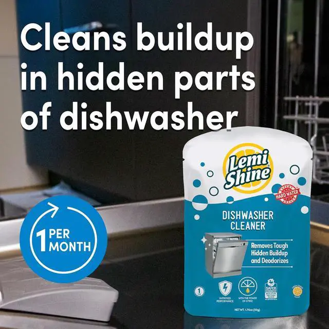 Alt view image 2 of 7 - Lemi Shine Natural Dishwasher Cleaner and Deodorizer - 1.76 oz | Hard Water Citric Acid Cleaning Powder - Lemon Scented Eco-Friendly Dishwasher Cleaner & Deodorizer