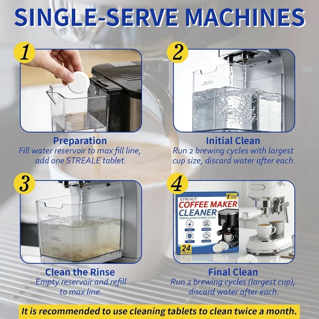 Alt view image 7 of 7 - Coffee Machine Cleaner & Descaler Tablets - 24 Pack, Compatible with Nespresso, Keurig, Ninja, DeLonghi, Miele, Breville, Philips & All Major Brands, for Coffee Maker Pot, Espresso & Drip Machines