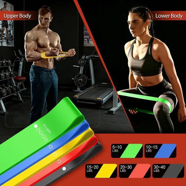 Alt view image 5 of 6 - Resistance Bands for Working Out, 5 Levels Exercise Bands Set | Stretch Bands for Exercise for Women&Men, Workout Bands for Fitness, Yoga, Pilates, Physical Therapy