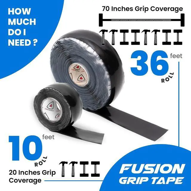 Alt view image 4 of 7 - Core Prodigy Fusion Grip Tape - Silicone Rubber Wrap for Pull Up Bars, Barbells, Dumbbells, Sports and Gym Equipment, and Tools