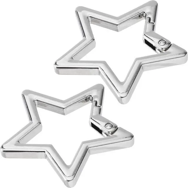 Main image of 2 PCS Star Carabiner, Zinc Alloy Heavy Duty Star Shaped Keychain Clip with 2 Sizes, Carabiner Clip for Camping, Hiking, Fishing