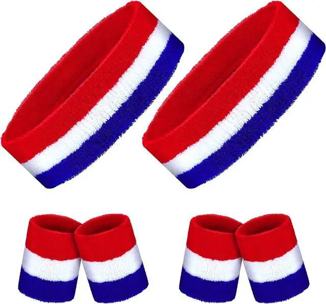 Main image of Hungdao 6 Pcs Sweatbands Set Sports Headband Wristbands | 2 Head Bands 4 Wristbands Sport Sweat Bands Soft Material Stretch Fit Bright Colors Lightweight for Baseball Soccer Running