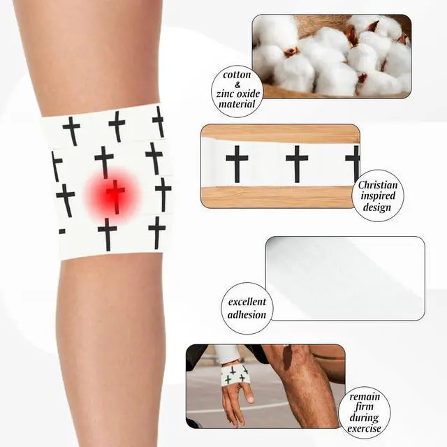 Alt view image 3 of 6 - 2Pcs Christian Athletic Tape 2IN X 23FT Cotton Zinc Oxied White Sports Tape for Sports, Cross Athletic Wrist Tape for Gymnastics