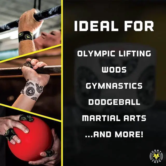 Alt view image 6 of 7 - Scary Sticky Premium Athletic Tape, Ultra-Sticky Thumb, Finger & Wrist Tape for Weightlifting, Hook Grip & Cross Workout, Cotton, Latex-Free, 10 Yards, White & Black, 1 Roll