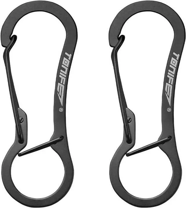 Main image of TONIFE Carabiner Clip 2-Pack, Stainless Steel Carabiner Keychain, Spring Snap Hook for Dog Leash and Key Ring